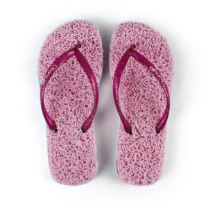 flat slim pink mesh slippers