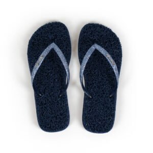 flat shine blue flip flops